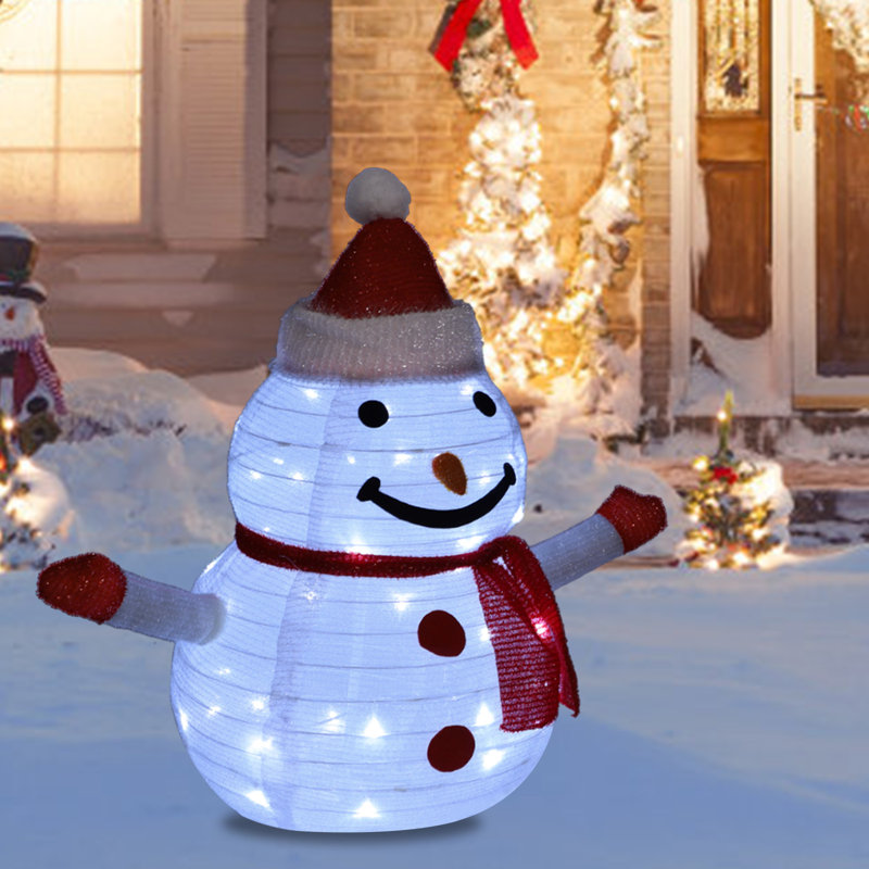 Décorations de bonhomme de neige éclairées à DEL avec bonhomme de neige, Blanc