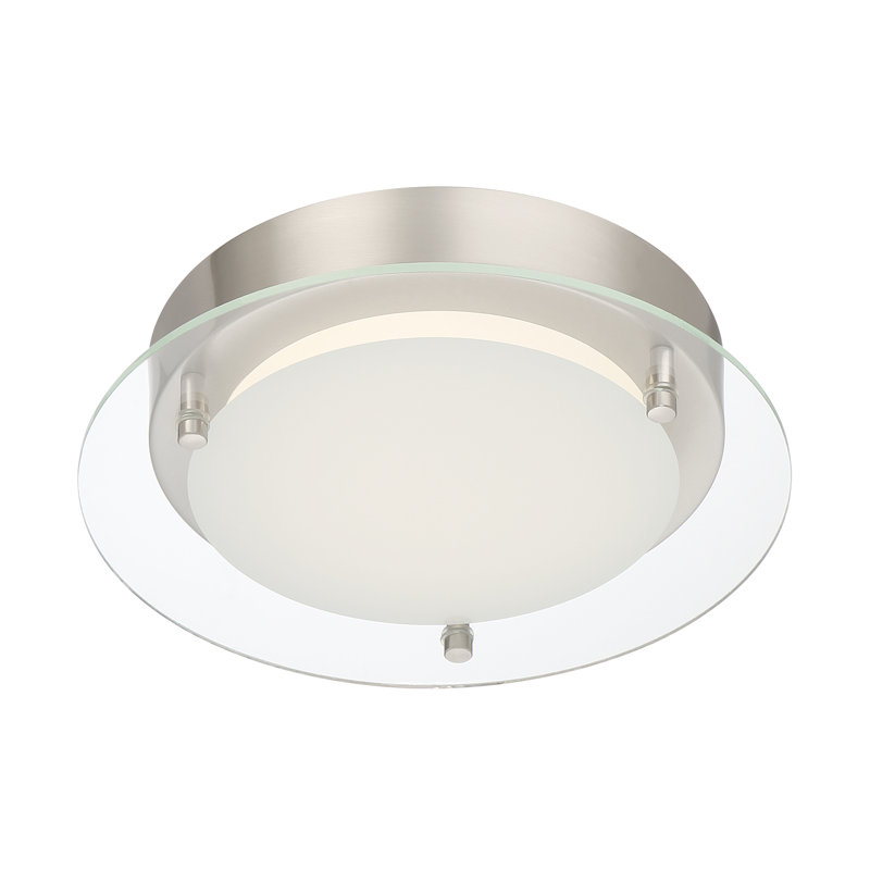 Plafonnier encastré 1 lumière à del à cercle simple Breaux, H 2 po x l 9,25 po x P 9,25 po, Nickel poli, Transparent