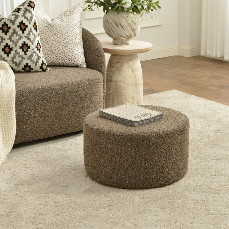 Repose-pieds moderne et rembourré Brichelle, Brown Boucle