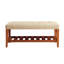 Banc rembourré en tissu avec rangement ouvert, beige et chêne-1609004991