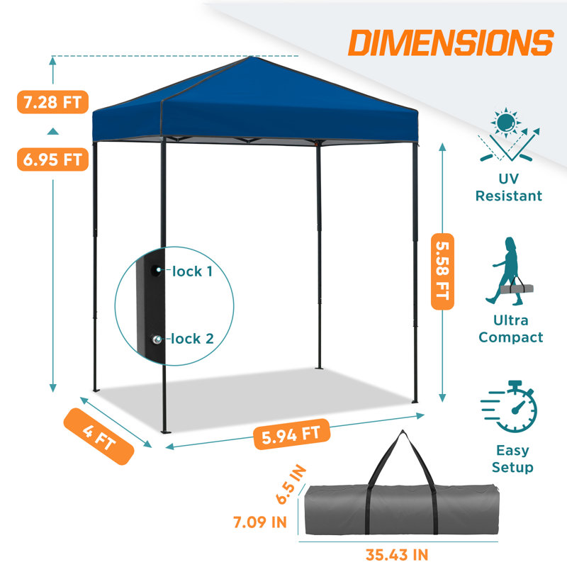 6x4 Canopy Tent, Heavy Duty Pop up Canopy with Carry Bag, Dark Blue