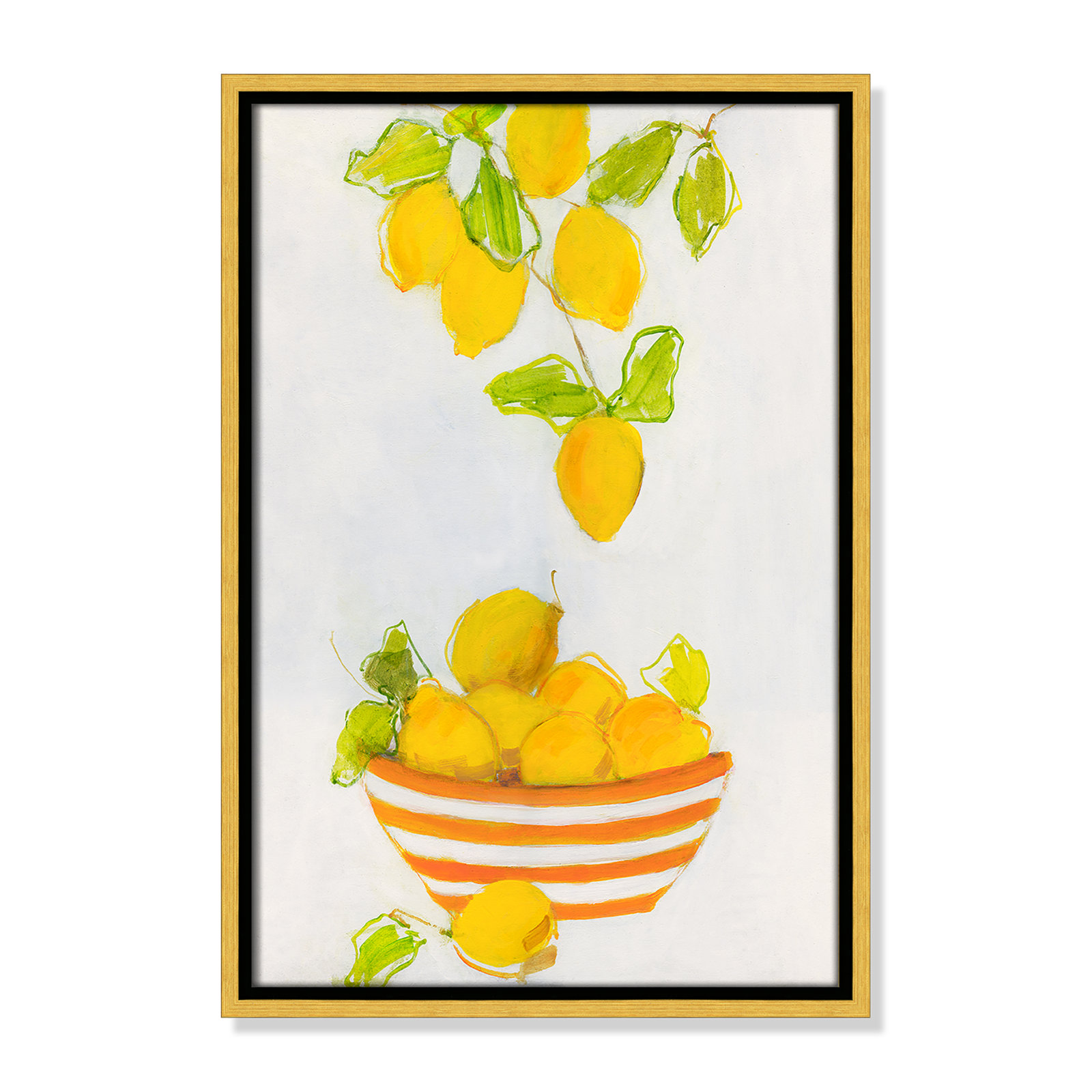 Darcy "Lemonlicious" Painting by Sally Swatland, 19.5" H x 13.5" W x 2" D, Gold Framed Canvas
