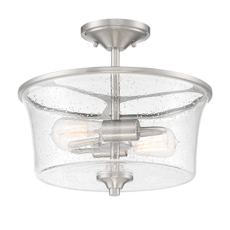 Wiggins 2 - Light Dimmable Drum Chandelier, Clear Seeded, Brushed Polished Nickel