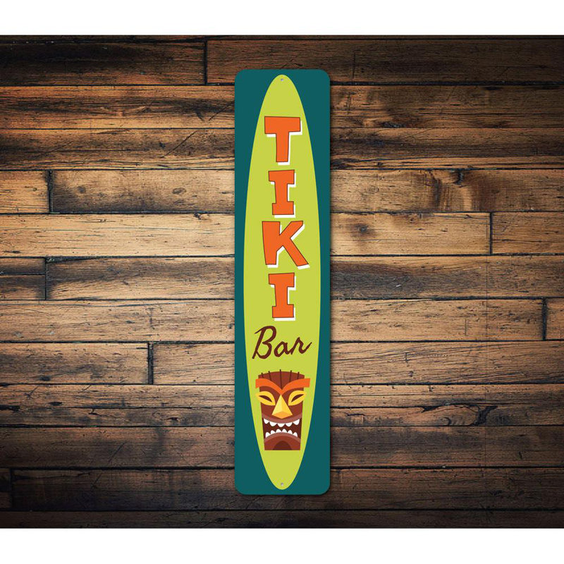Vertical Tiki Aluminum Sign, 4" H x 18" W x 0.04" D
