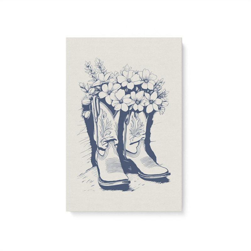 Bottes de cowboy bleu marine en toile tendue, H 18 po x l 12 po