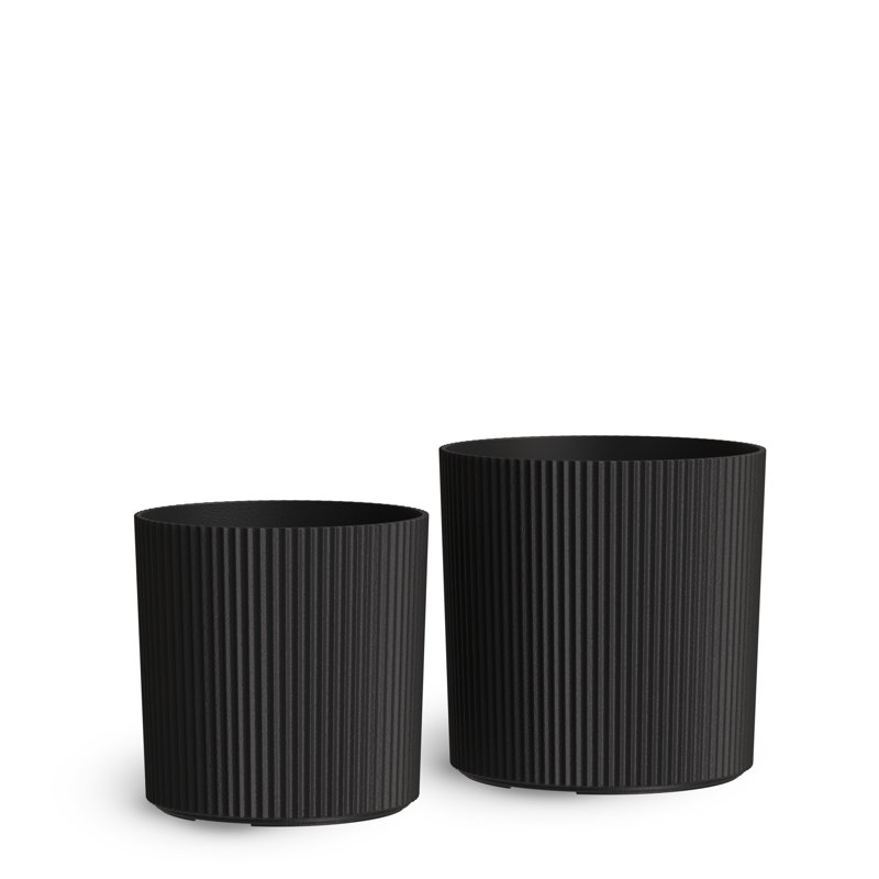Pot à fleurs rond Byron - ensemble de 2 (12 po et 14 po), Noir