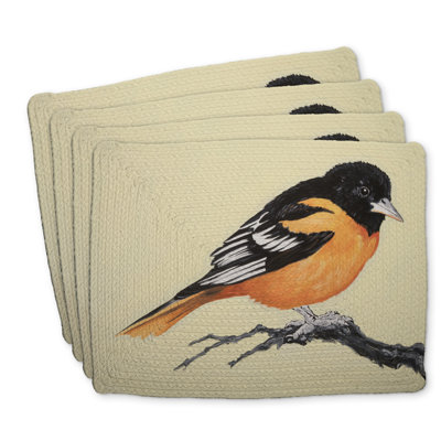 Braided Polyester Placemats Set of 4 - Realistic Bird Design