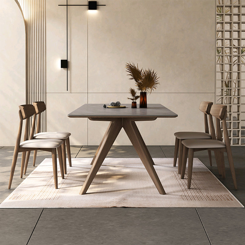 Nordic simple rectangular dining table set, 29.5"H x 55.1"L x 31.5"W