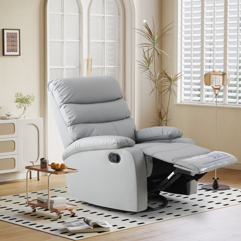 Fauteuil inclinable berçant, Similicuir gris pâle