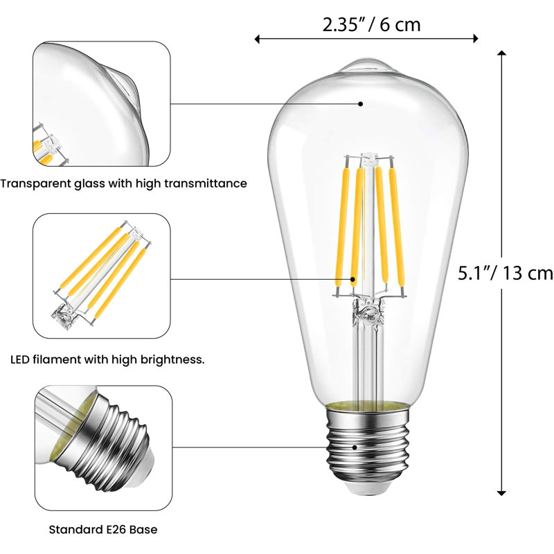 Strak Led Nostalgic Led Bulbs 2200K Pack Of 4, 4000K