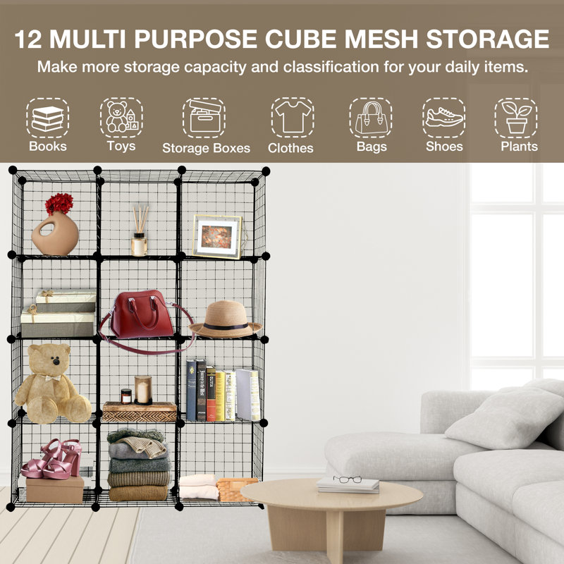 Alend 37cm W Metal Height -Adjustable Shelving Unit