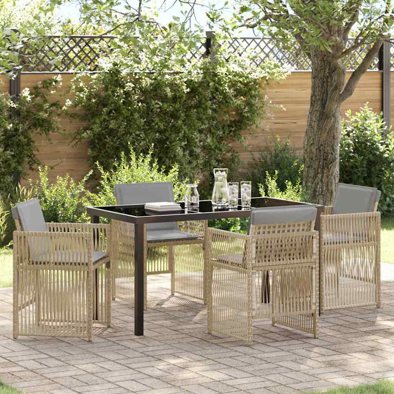 4 - Person Patio Dining Set with, Beige, 73cm H x 140cm W x 70cm D