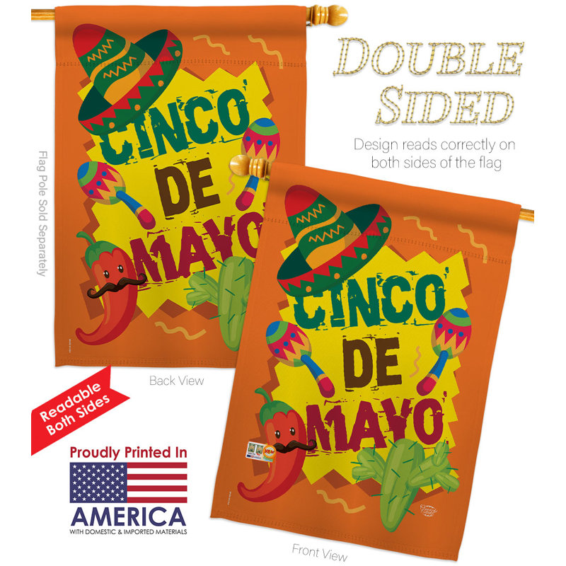Drapeau de maison 40 po x 28 po Cinco De Mayo