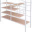 Lit mezzanine double en métal blanc avec bureau et rangement latéral - Élégante pièce de chambre à coucher et tablette pratique et attrayante-35703800