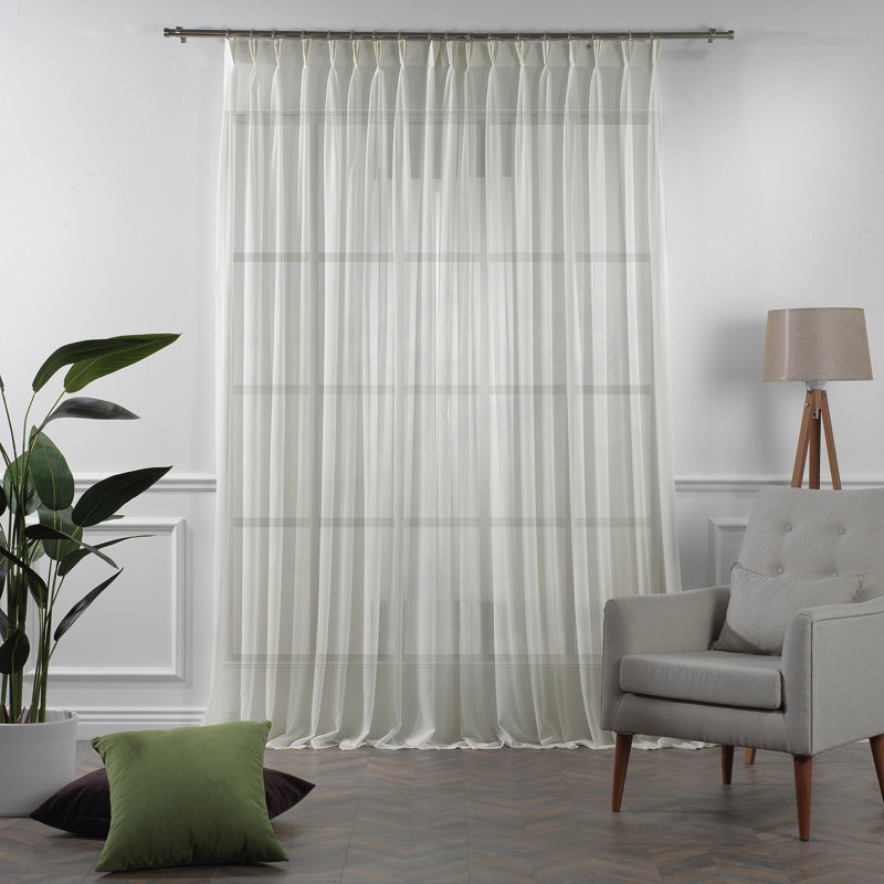Sheer Single Curtain Panel, Off-White, 130cm Width x 500cm Drop