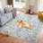 Washable Area Rug, Boho Floral Soft Rugs for Living Room, Non Slip Low Pile Carpet for Bedroom, Dining Room, Nursery, Hallway, Blue-756135857