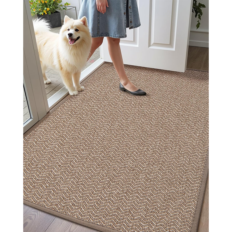 Melio Non-Slip Indoor / Outdoor Doormat, 24" W x 36" L, Khaki