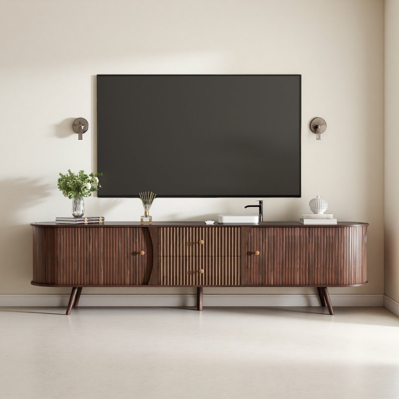Meuble télé 70 po Mid-Century, meuble télé pour téléviseur de 80 po