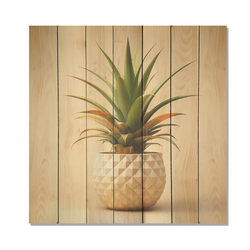 Bauhaus, minimalisme, ananas II - ananas sur bois, H 15 po x l 15 po