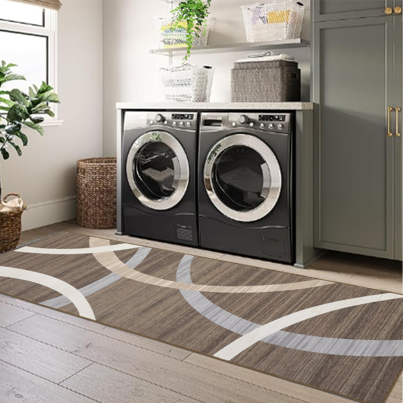 Modern Machine Washable Rug Low Pile Non Slip Geometric Rug Foldable Stain Resistant Rugs for Living Room Bedroom Indoor Ultra Thin Carpet
