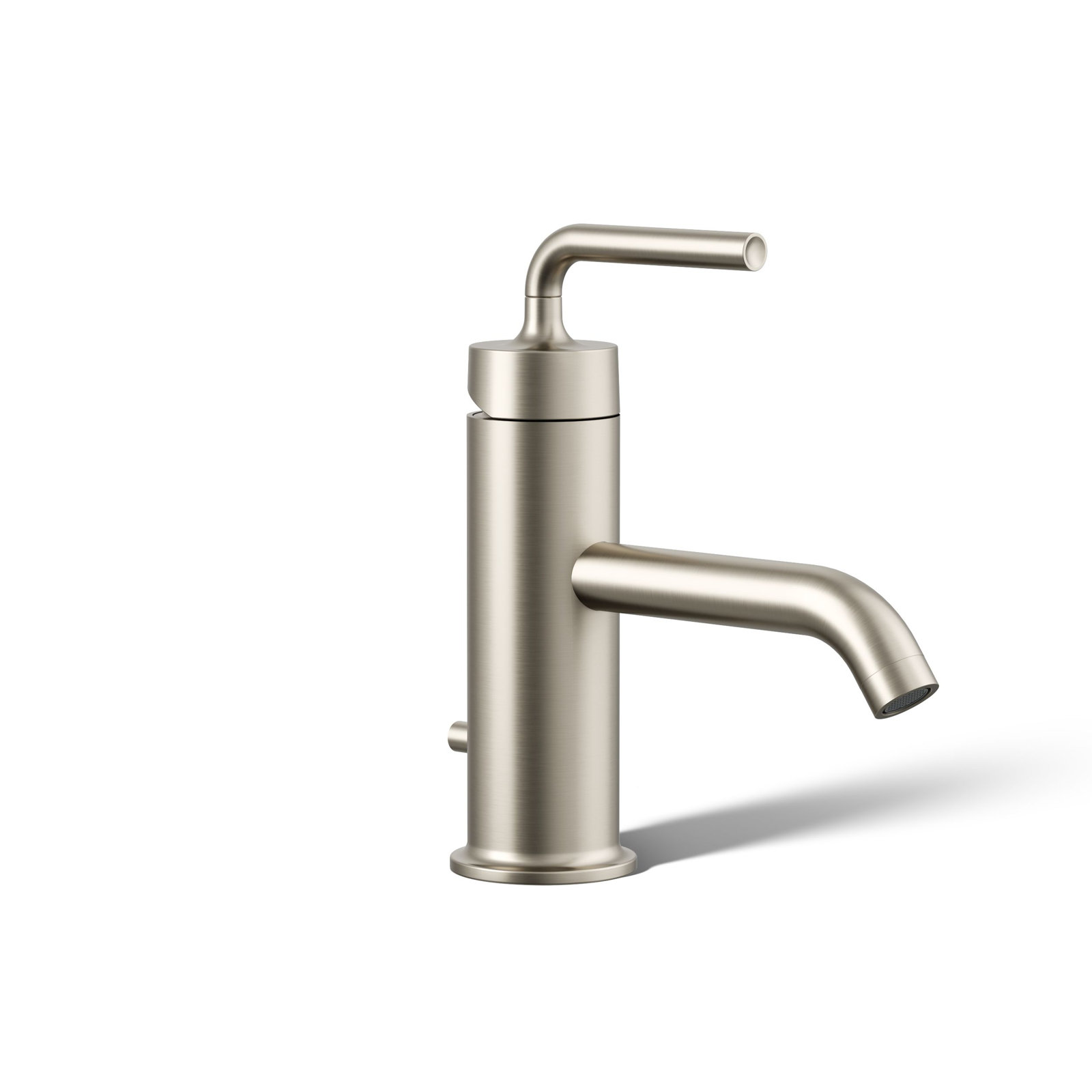 Purist Single-Hole Bathroom Faucet with Drain, Vibrant Brushed Nickel