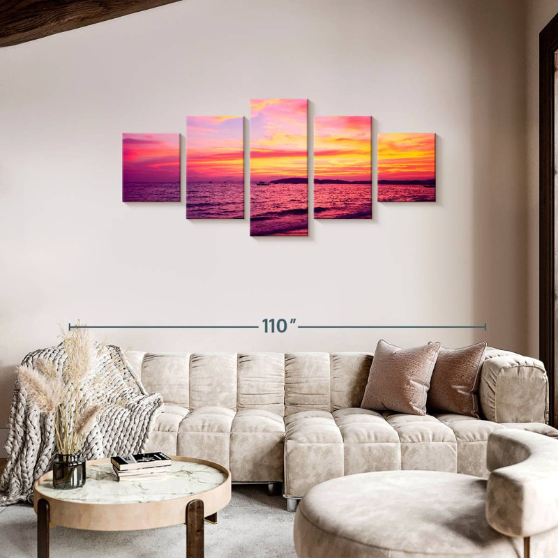 Coucher de soleil thaïlandais tropical Avonni, H 36 po x l 80 po