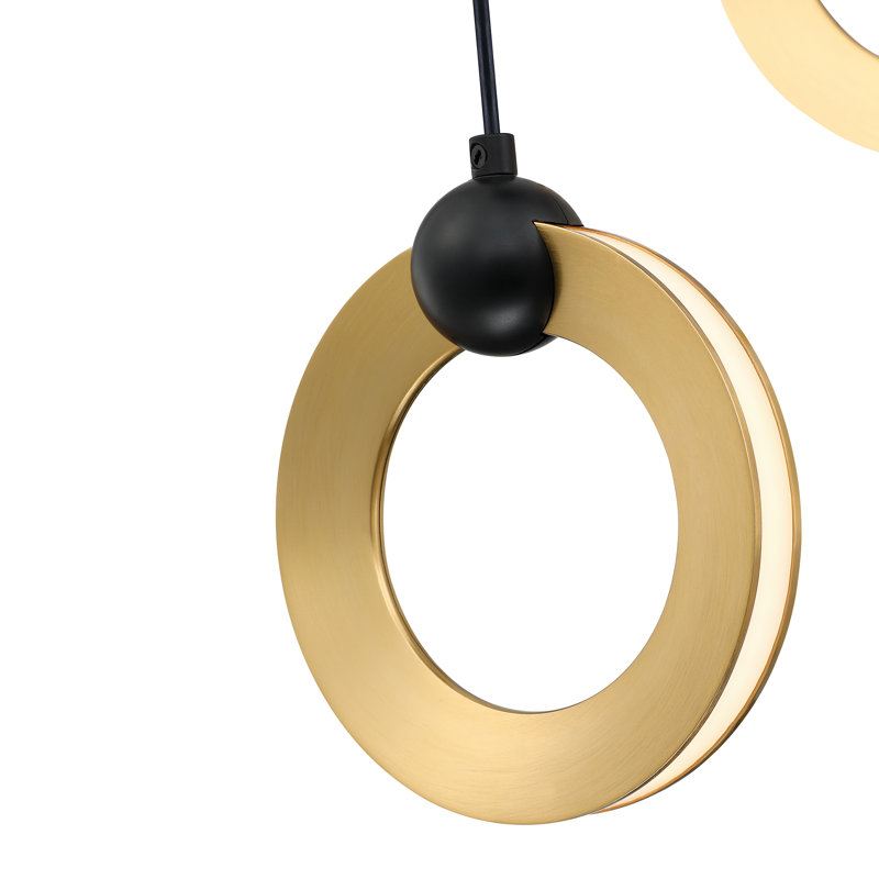 Luminaire suspendu 8 lumières à DEL Circols - Finition moderne noire et laiton, hauteur réglable, design élégant
