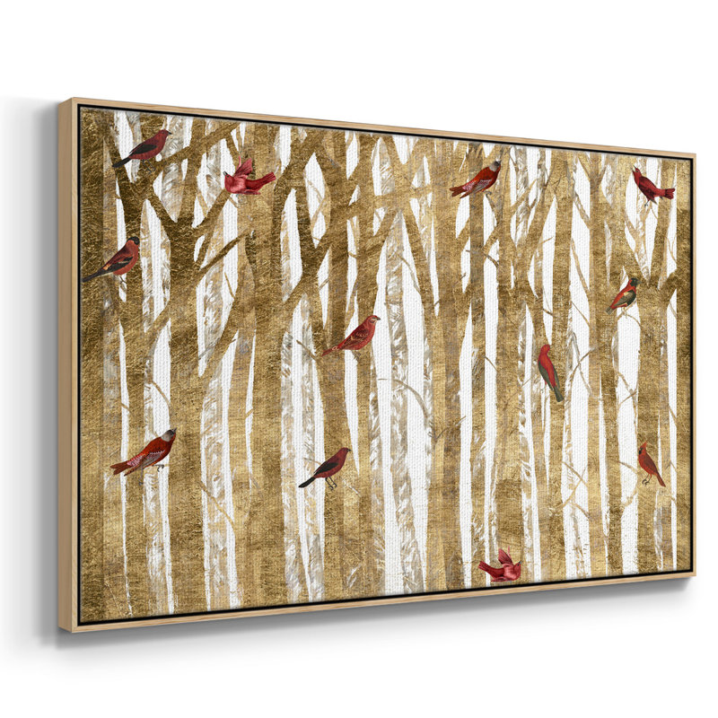 " Red Bird Christmas Collection A ", 27" H x 41" W x 2" D, Natural Wood