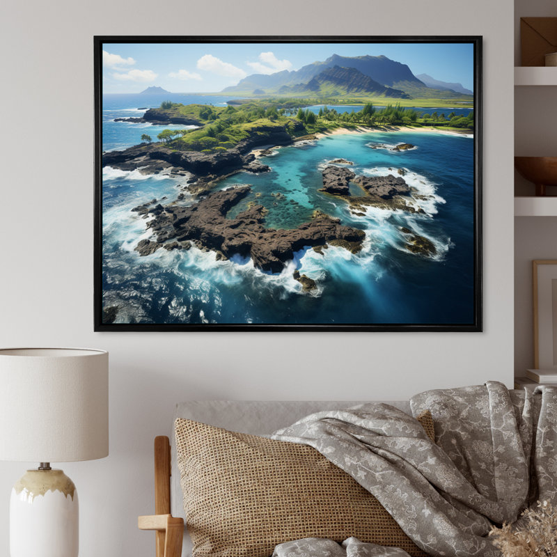 Broomall " Hawaii Tropical Escape I ", H 12 po x l 20 po, Cadre flottant noir