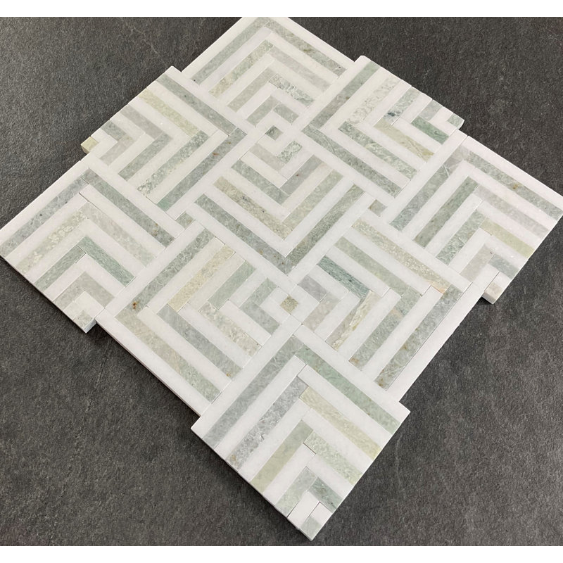 Carreaux de marbre et de sol en marbre blanc Ming Green et Thassos