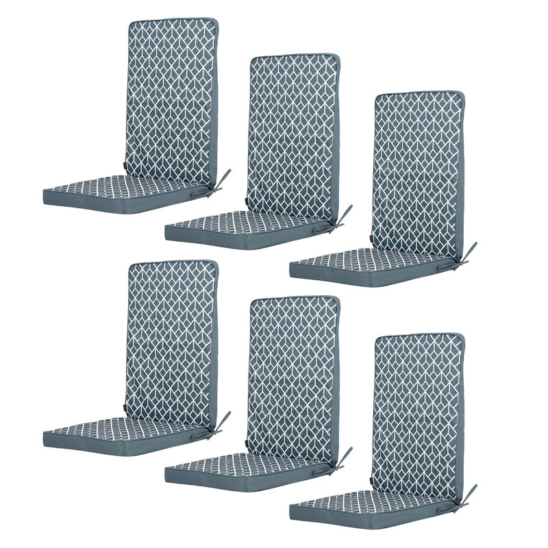 6PK High Back Seat Pad Triangle Geo Olive, Grey Geometric