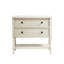 Commode élégante à 2 tiroirs avec pattes en bois massif et fini blanc antique pour la maison