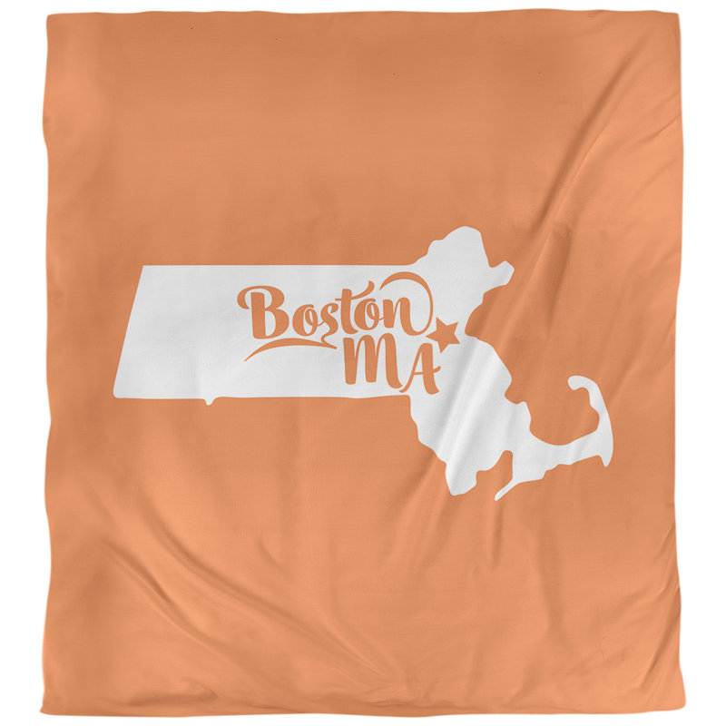 Ensemble de housse de couette boston massachusetts, Housse de couette pour très grand lit, Orange, Microfibre