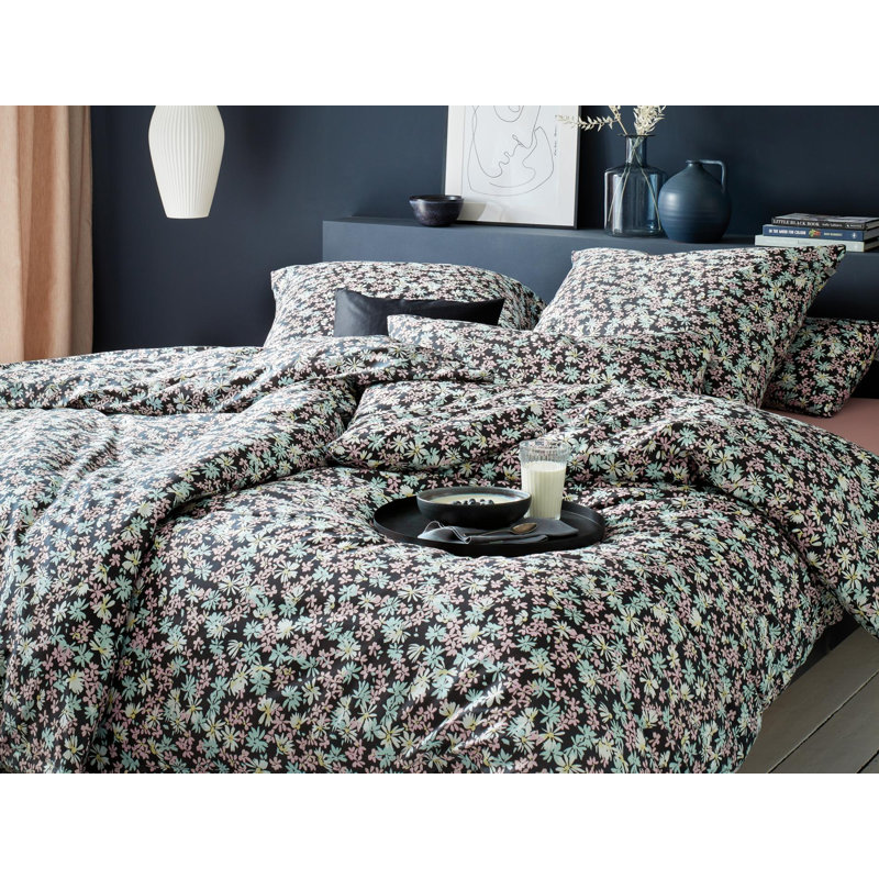 Eco Black 81 TC Reversible Duvet Cover Set, Single - 1 Pillowcase (80 x 80 cm)