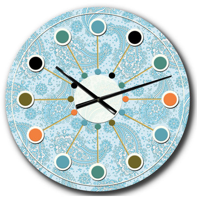 Asian Floral Paisley - horloge murale moderne Mid-Century