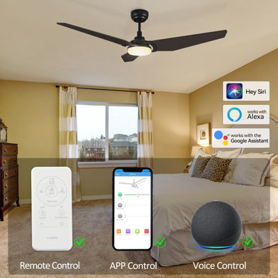 Ventilateur de plafond standard à DEL à 3 pales de 56 po avec télécommande et ensemble d'éclairage inclus