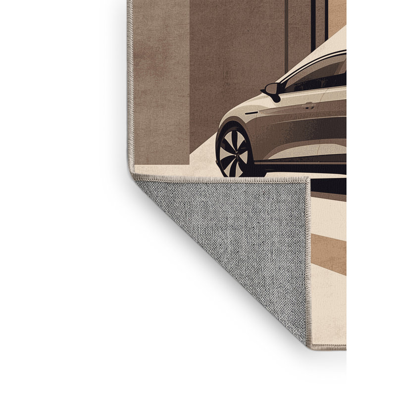 Tapis gris moderne et contemporain lavable à la machine Mendon City Car, 4 x 6