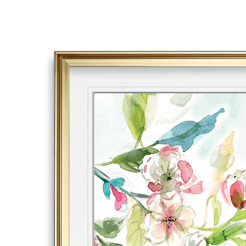 Colibri IV - reproduction d'art, H 17,5 po x l 17,5 po x P 1,5 po, Cadre doré