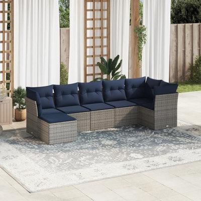 Ensemble de canapé de patio 7 pièces avec coussins pour l'extérieur