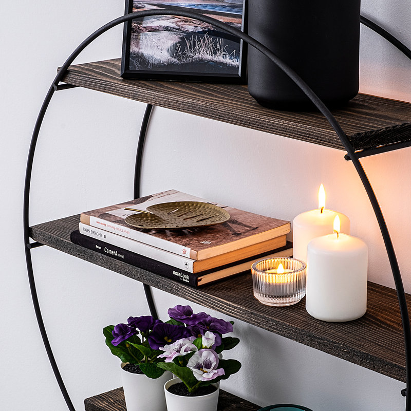 Modern Industrial Wall Shelf Set (3 Pieces) - Black & Walnut Finish, 23.6 x 5.5 inches (2 Pieces) & 23.6 x 5.5 inches (1 Piece) | 100% Spruce Wood (0.6 in Thick) & 100% Metal Frame (0.2 in Thick) | Stylish Storage Solution for Home & Office Decor