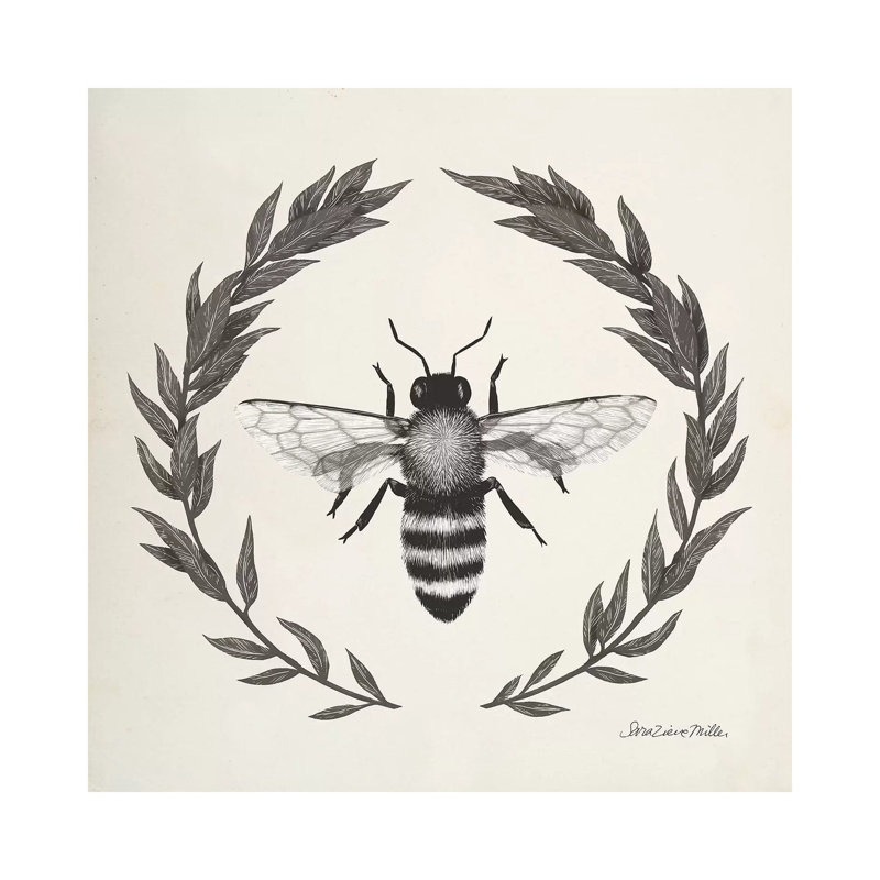 Happy To Bee Home I Neutral by Sara Zieve Miller - Painting on Canvas, Wrapped Canvas, 45.72cm H x 45.72cm W x 3.81cm D