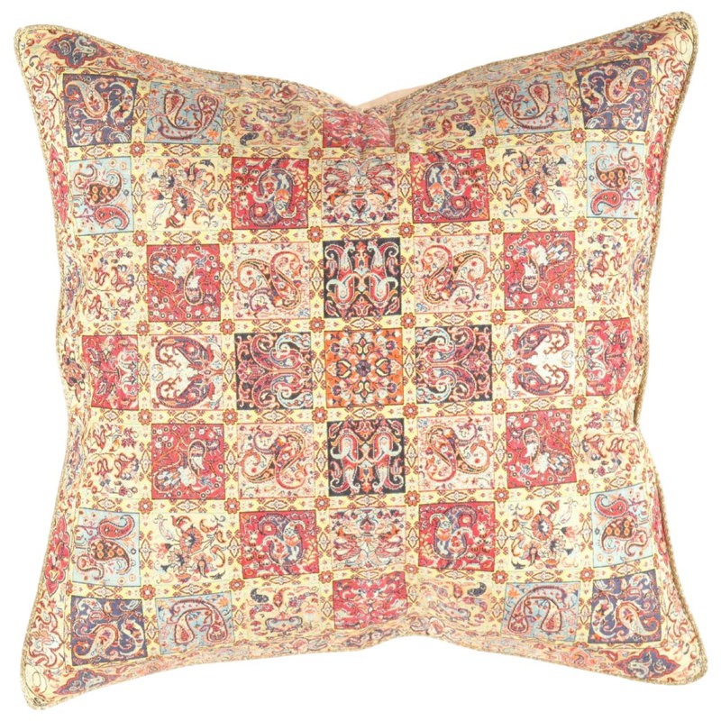 Square Pillow Cover & Insert, 20" H x 20" W, Beige/Rose Oriental