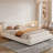 Queen Size Curve-Shaped Headboard Boucle Fabric Upholstered Bed Frame, No Spring Box Needing Bed-1490069401-1482493237