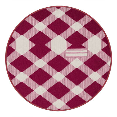 Machine Washable Checkered Red Area Rug