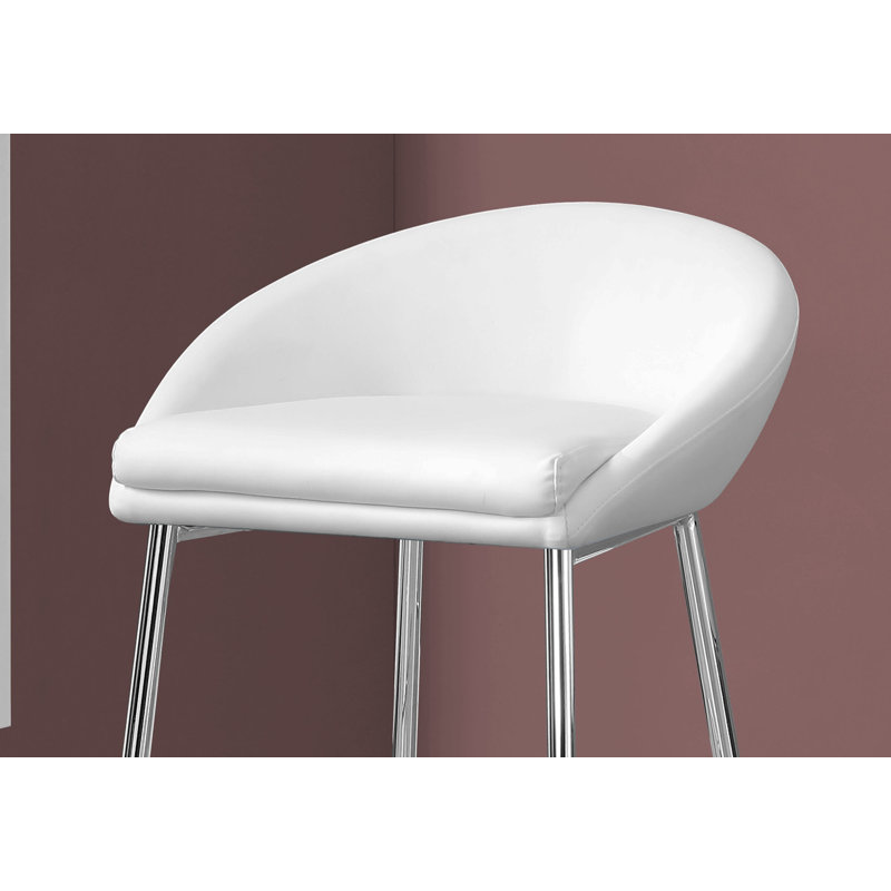 Clouchete Bar Stool, Counter Height, Kitchen, Chrome, Contemporary, White, Bar Stool( 30" Seat Height)