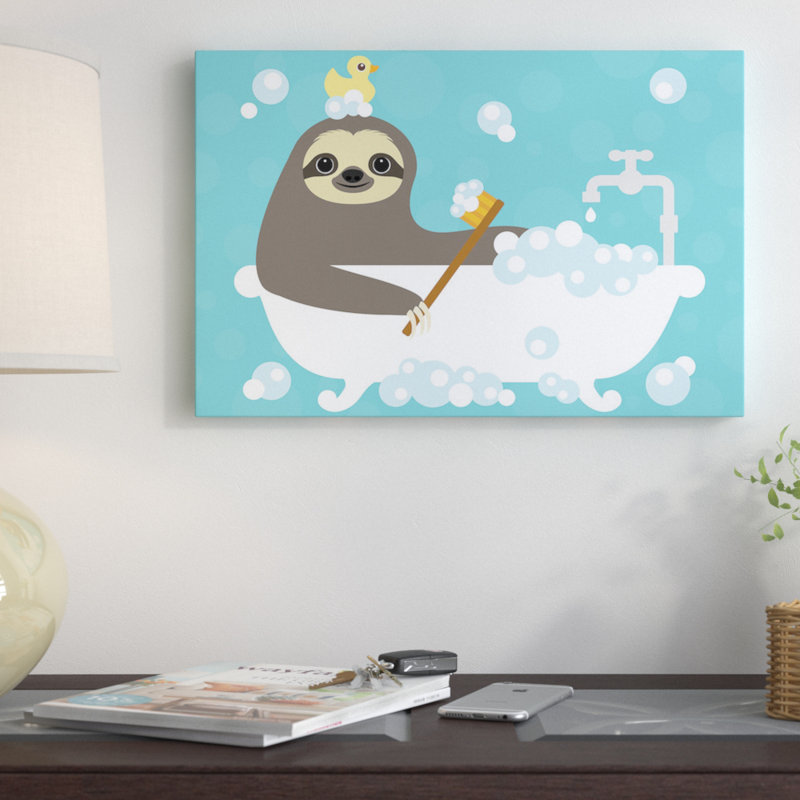 « sloth bubble bubbles », impression sur toile, H 8 po x l 12 po x P 0,75 po, Toile tendue, Pas de tapis