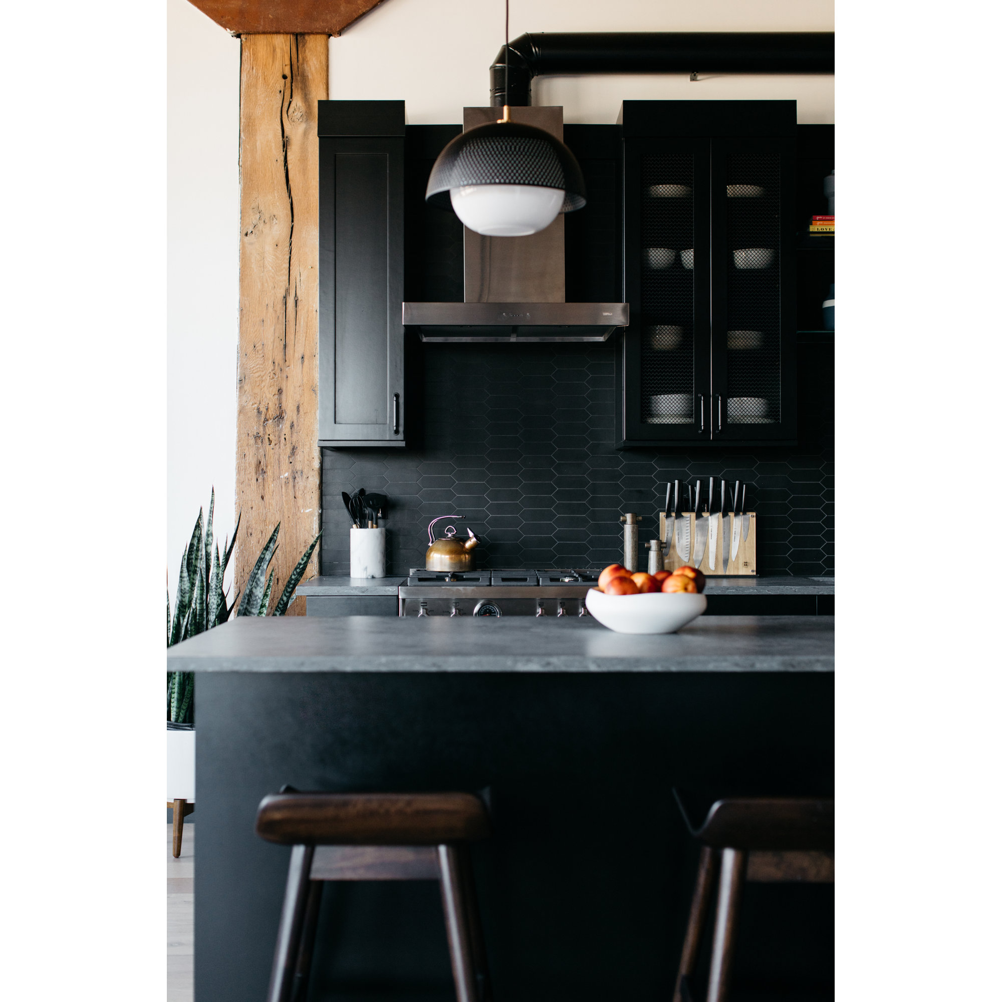 Bacco Single Light Glass Dimmable Pendant, Black
