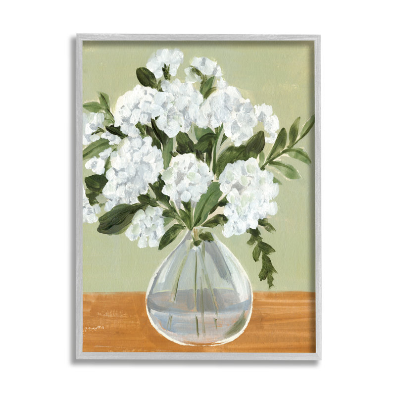 Bouquet de fleurs d'hortensia blanc, H 14 po x l 11 po x P 1,5 po, Estampe numérique Farmhouse