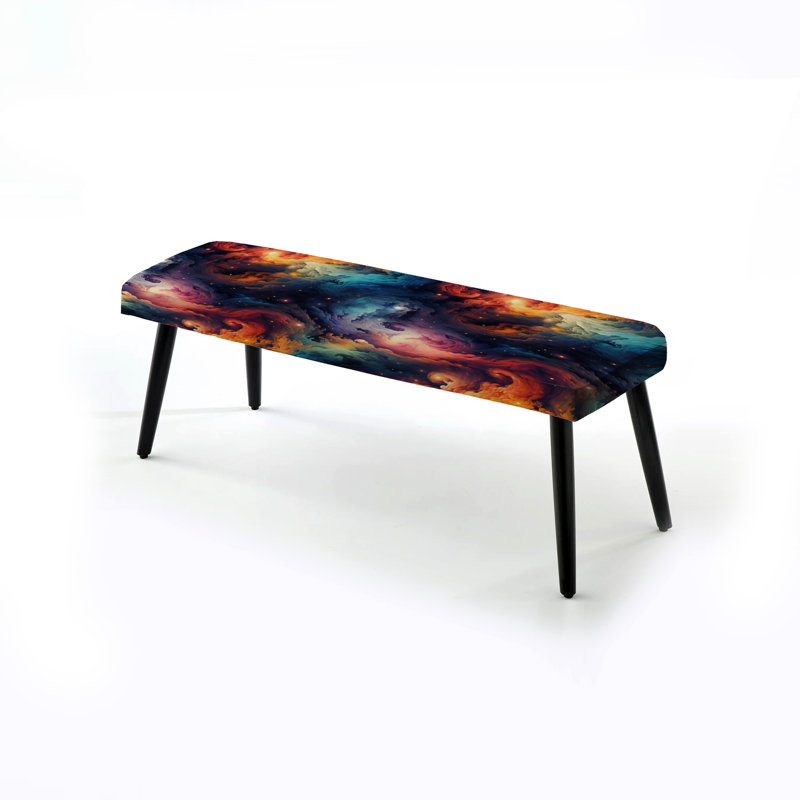 Cosmic Illusion Moody Patterns - Abstract Upholstered Black Bench