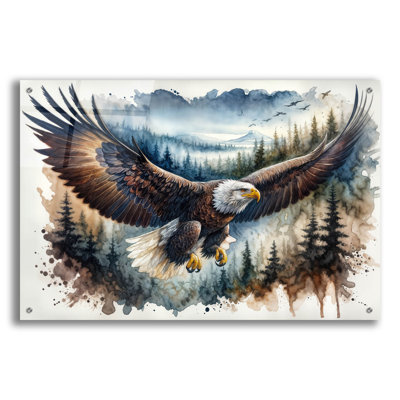 «Soaring Bald Eagle 2» par Rey Klimt, art mural en verre acrylique, 36 po x 24 po